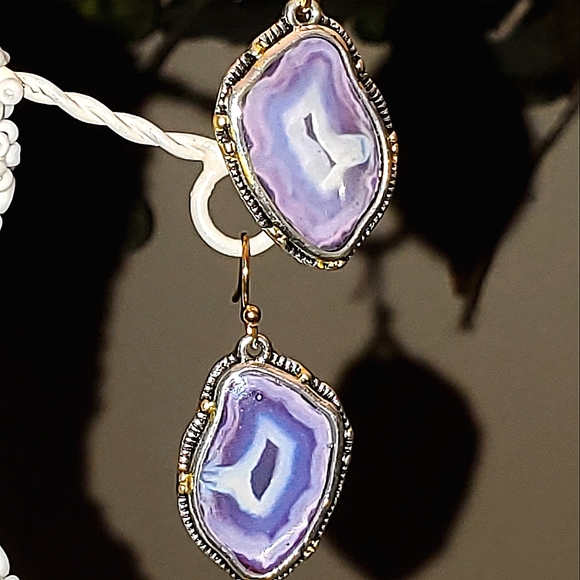 Unique Popular Retro sterling silver Amethyst earrings. - Picture 3 of 7